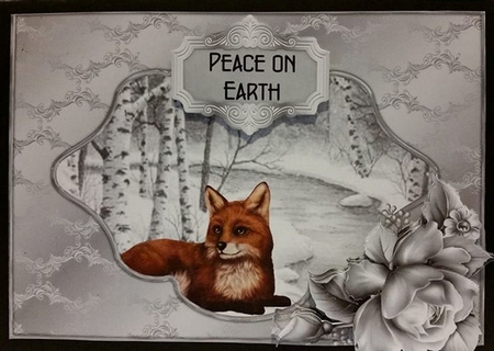 Snowy Fox - A5 card front with decoupage by Marianne Kowalchuk