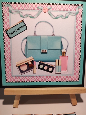 Female birthday card handbag & make up topper for 6x6 card by marie nowell