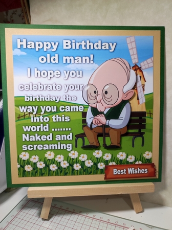 Funny Birthday Old Man 1 8x8 by marie nowell