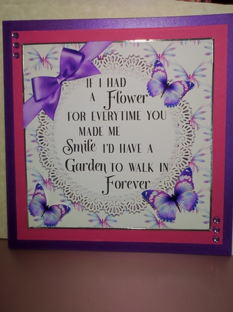 pretty butterflies and purple bow with verse card front 8x8 by marie nowell