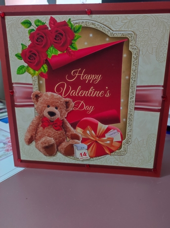 Valentines Teddy Bear and Chocolates by marie nowell