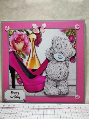 Tatty Teddy with shoes, perfume and roses for Birthday or Mothers Day by marie nowell