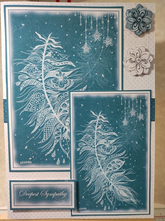 White feather sympathy topper and papers - 3 sheets - turquoise by marie nowell