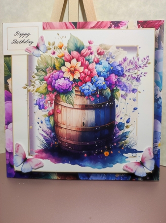 Beautiful Barrel Of Flowers 2 8x8 by marie nowell