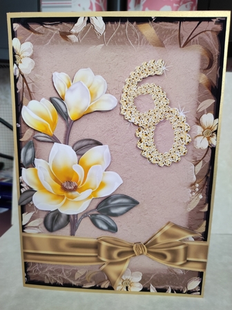 Lemon Magnolia 60 Card Front with Decoupage by marie nowell