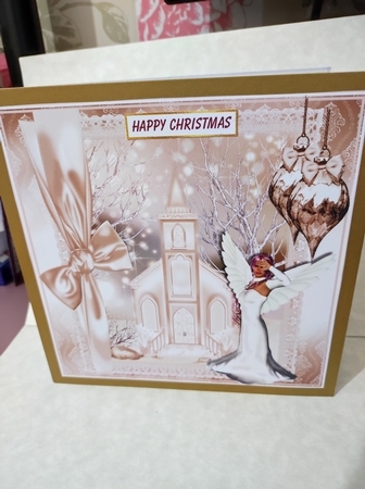 Christmas Angel with Pinks and Mocha Card Topper by marie nowell