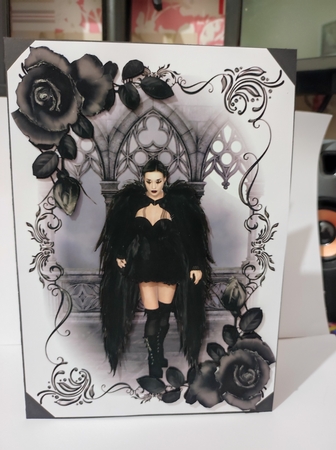 Gothic Winged Beauty & Black Roses by marie nowell