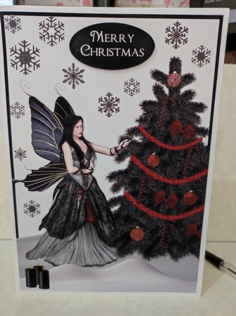 Gothic Christmas Fairy & Black Tree by marie nowell