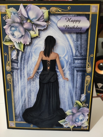 Gothic Window & Blue Roses by marie nowell