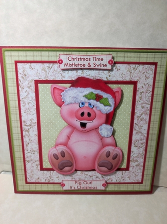 Happy Piggin Christmas Card Topper & Decoupage by marie nowell