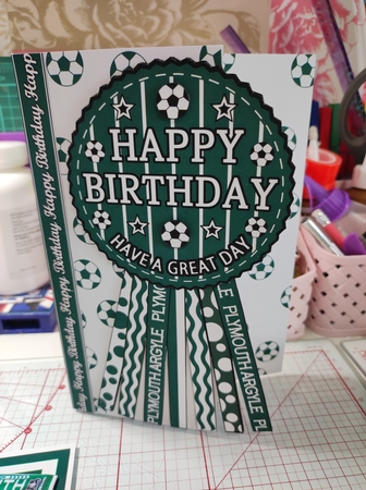 Plymouth Argyle Rosette Over Edge Birthday Fathers Day by marie nowell