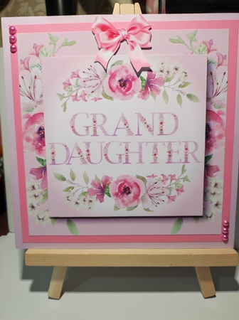 Grand Daughter - Square Pink Florals 7x7 by marie nowell