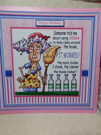 STELLA CLEANING WITH VODKA 7.5 Humorous Decoupage & Insert Mini Kit by marie nowell