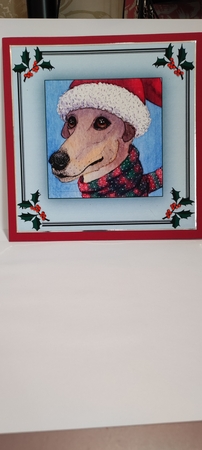  Greyhound Dog in Holly Frame, Stacker with Decoupage by marie nowell