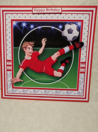FOOTBALL STRIKER 7.5 Red Soccer Decoupage Ages & Insert  by marie nowell