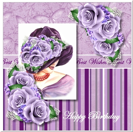 Lavender Fairy Best Wishes Matching 6inch Split Topper Insert Panel by Marijke Kok
