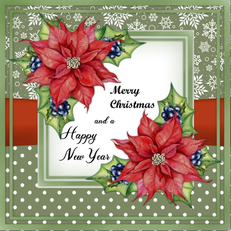 CU  Christmas Poinsettias Corner Vignette by Marijke Kok