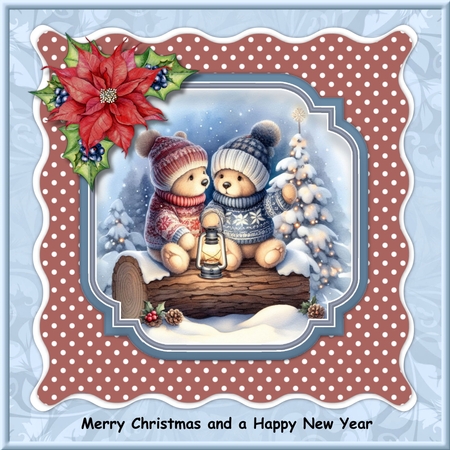 Christmas Lantern Teddies Toppers 1-6 in PNG CU4CU/PU/CU by Marijke Kok