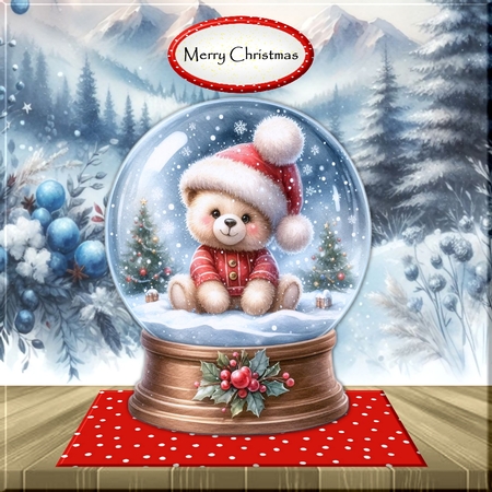  Christmas Teddy Bear Snowglobes  Clipart by Marijke Kok