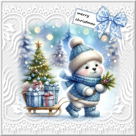Teddy delivering gifts by Marijke Kok