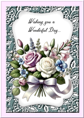 A5 Topper & Insert  Elegant Roses by Marijke Kok