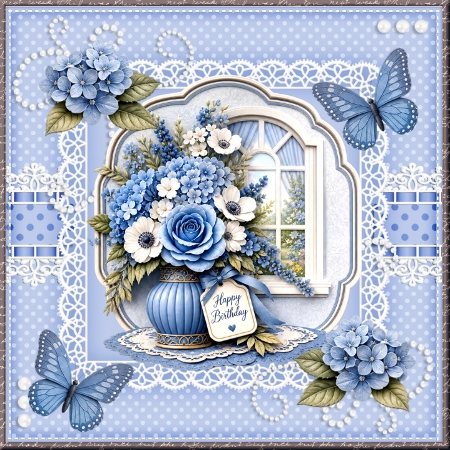 Blue Potted Florals Large Clipart Collection in PNG  by Marijke Kok
