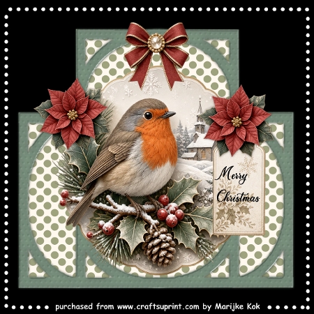 Christmas Robin 1 Large Clipart Collection in PNG  by Marijke Kok