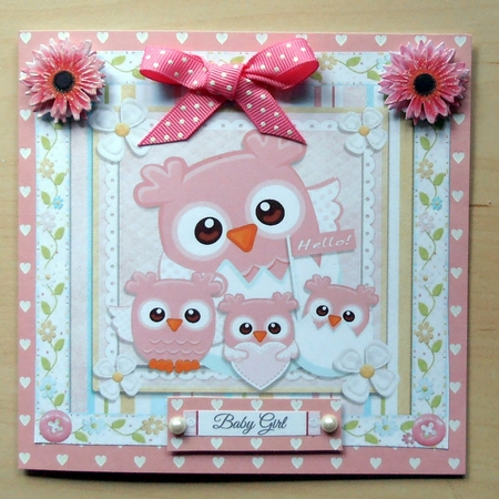 Baby Girl Owls 8x8  by Marijke Kok