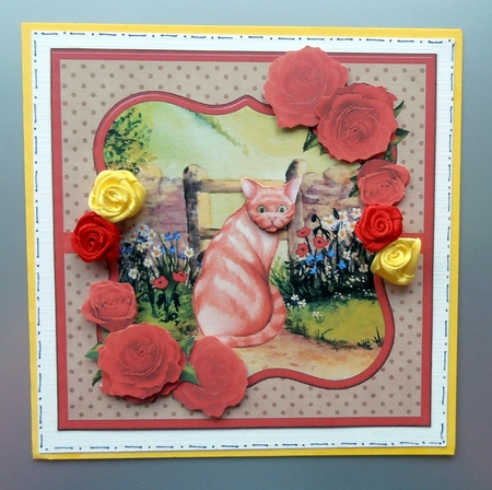 Biscuit the cat card topper & decoupage by Marijke Kok