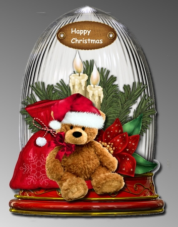 Teddy Bear with Toy Sack Decoupage  by Marijke Kok