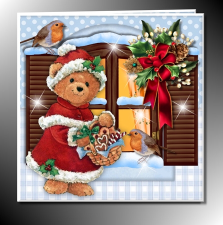 Mrs Santa Bear Decoupage  by Marijke Kok