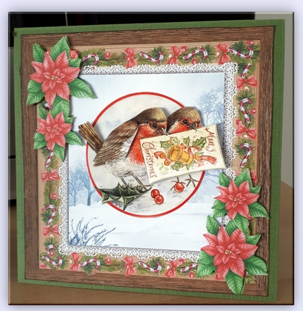 Beautiful Red Poinsettia Blank Insert 8x8 by Marijke Kok