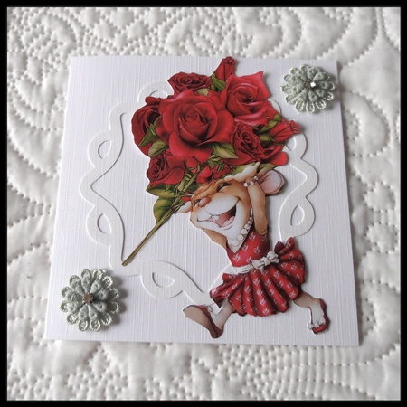 Mrs Valentine Rose Mouse Decoupage Sheet by Marijke Kok