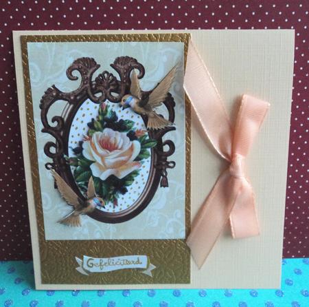 Vintage Peach Rose with Humming Birds by Marijke Kok