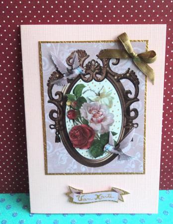 Vintage Pink Roses with Humming Birds by Marijke Kok