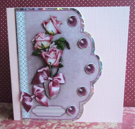 Sweetheart Roses Scallop Edge Card Front by Marijke Kok