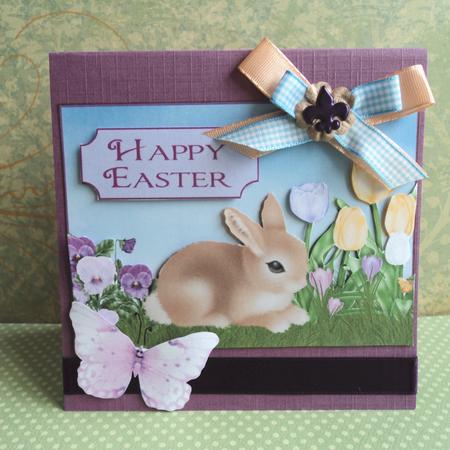 Happy Easter Bunny Decoupage Quick Card Front by Marijke Kok