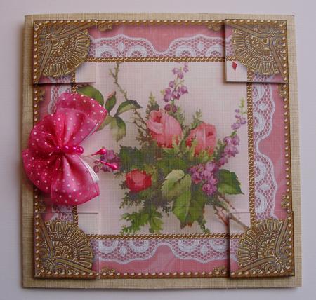 Rose Bouquet 8 x 8inch Lace Gold Picture Sheet by Marijke Kok