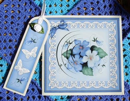 Pretty Viola Quick Card with Circle Pyramage Topper by Marijke Kok