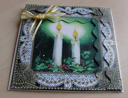 Christmas Candle 3a Spiral Edge Stacker Card Front by Marijke Kok