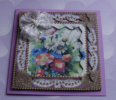 Wildflowers Spiral Wavy Edge Stacker Card Front by Marijke Kok