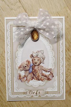 A4 Pearls, Lace and Ribbon Plain Card Base by Marijke Kok