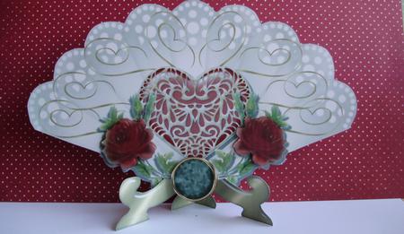 Lace & Roses Valentine Fan & Stand by Marijke Kok