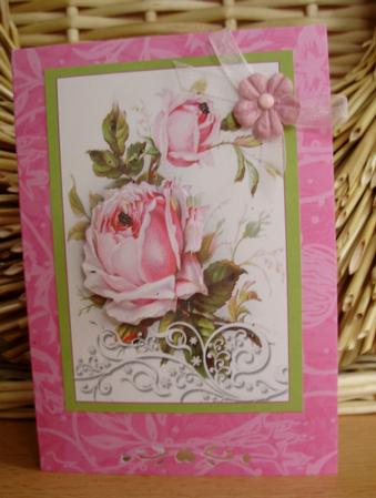 A5 Pretty Rose Swirls Card Front or Insert by Marijke Kok