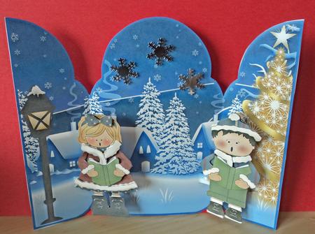 Gate Fold Pop Up Christmas Carol Singers by Marijke Kok