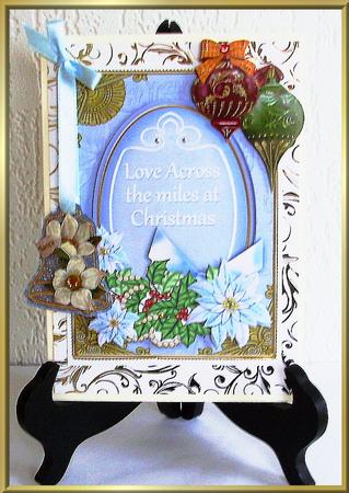 Pastel Blue Poinsettia Across Miles Oval 7x5in Step by Step by Marijke Kok
