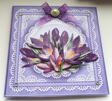Square Pearls, Lace and Ribbon Plain Card Base Portrait Form by Marijke Kok
