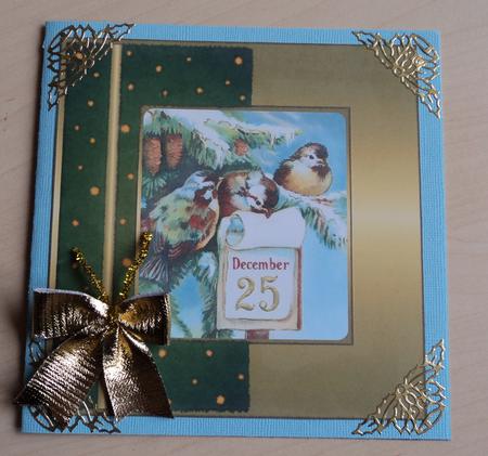 Vintage Christmas Birds Fold Back Green by Marijke Kok