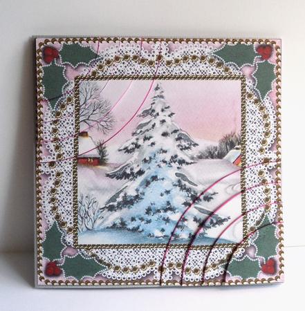 Christmas Tree Vintage 6 Inch Duo Corner Stack Card Front by Marijke Kok