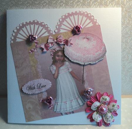 Pink Fancy Card with Little Girl by Marijke Kok